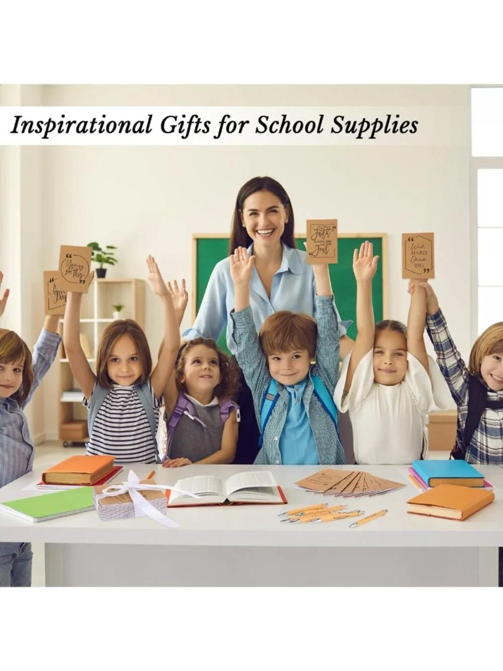 60 Pcs Motivational Pens & Inspirational Notebooks - Perfect Gift Set, Brown